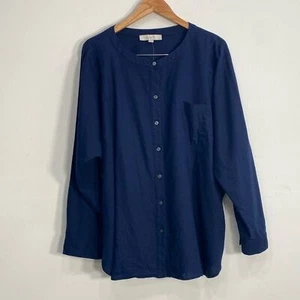 Loft Dolman Sleeve Button Down Top Cotton Linen Beachy Minimalist XL - Picture 1 of 10