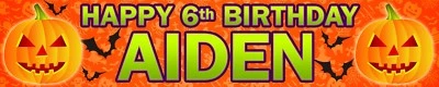 2 X PUMPKIN PERSONALISED HALLOWEEN BIRTHDAY BANNERS