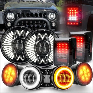 For Jeep Wrangler 07-18 JK 7" LED Headlight Tail Light Fog&Turn Light Combo Kit - Picture 1 of 24