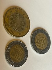 10 Pesos 2001, 5 Pesos 1992 & 2 Pesos 1994 Bimetalic Mexico