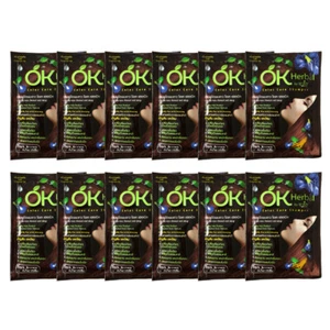 12 x Hair Color Care Shampoo Butterfly Pea Ginseng Dark Brown-OK HERBAL 30ml - Picture 1 of 8