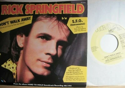 RICK SPRINGFIELD * 45 * Don't Walk Away * 1983 * UNPLAYED MINT * DJ PROMO w/ PS - Image 1 of 2