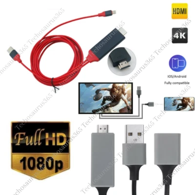 1080P HDMI Mirroring AV Cable for iPhone iPad Android Phone to TV HDTV Adapter - Image 1 of 4