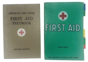 (2) Vintage Red Cross First Aid Textbooks Revised Ed 1947 4th Ed w/ Tabs 1968 - Picture 1 of 4