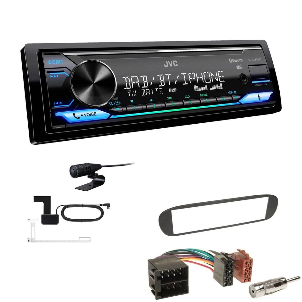 JVC Digital 1-DIN Autoradio DAB+ Bluetooth für Fiat Barchetta 1995-2005 - Bild 1 von 4