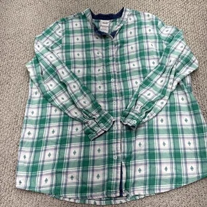 Scandia Woods long sleeve button up green pink with small diamonds shirt size L - Picture 1 of 9