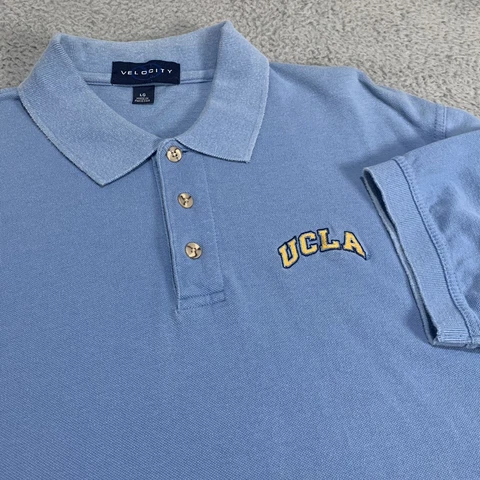 UCLA Bruins Shirt Mens Large Short Sleeve Polo Blue Embroidered Logo NCAA Cover