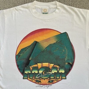 Vintage 90s MGM Grand Medium White T Shirt Las Vegas Lion Casino - Picture 1 of 8