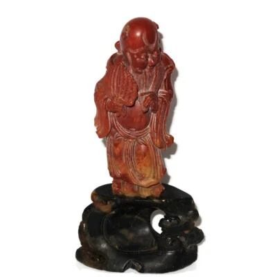 Antigua figura china tallada a mano de piedra Shaoshan inmortal Zhongli Quan 8 1/2" Foto 1 de 4