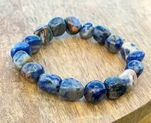 Bracciale Pietra Cadente Sodalite Reiki Yoga Regalo Cristallo Gemma Naturale - Foto 1 di 5
