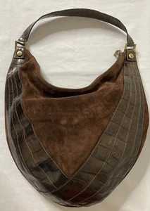 Vintage Braccialini Brown Soft Suede Leather Hobo Shoulder Bag Purse - Picture 1 of 9