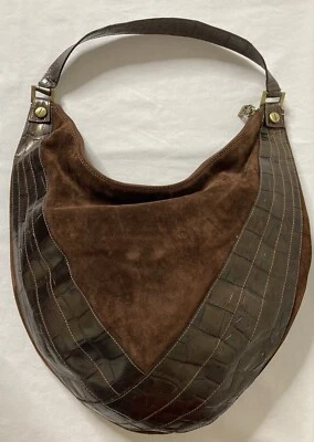 Vintage Braccialini Brown Soft Suede Leather Hobo Shoulder Bag Purse - Image 1 of 4