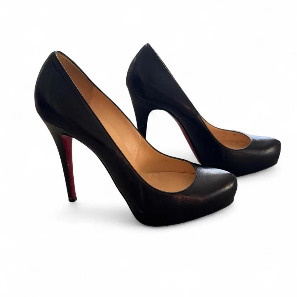 Christian Louboutin Bianca Black Patent Platform Heel Pumps, Size 40 1/2 - Image 1 of 4