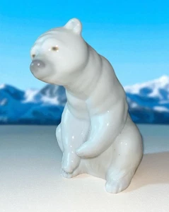 Oso polar blanco Lladro porcelana brillante sentado 5" #1208 retirado - Imagen 1 de 6