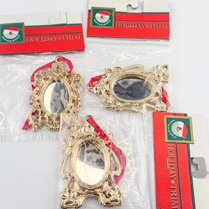 Vintage Kurt S. Adler Messing Spiegel Ornamente 3er Set Urlaub Trim Rahmen NOS - Bild 1 von 5