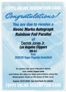 2025-26 Topps Flagship DERRICK JONES JR Rainbow Foil Havoc Marks Auto a - Bild 1 von 1
