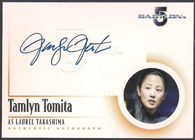 COMPLETE BABYLON 5 THE RA 2002 TAMLYN TOMITA LAUREL TAKASHIMA A4 AUTOGRAPH CARD - Image 1 of 2