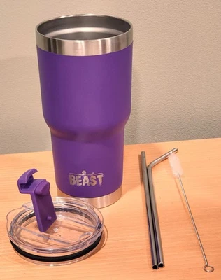Copo de aço inoxidável Greens Steel Beast 30 onças com tampa roxo - Imagem 1 de 4