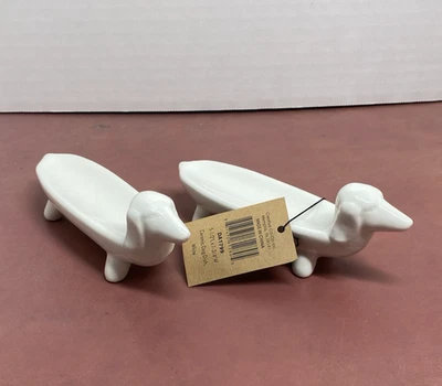 Lote de 2 platos creativos cooperativos alargados de cerámica blanca para perros Dashaud minimalistas Foto 1 de 4