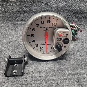 Auto Meter Autometer 5" Sport Comp Silver Tach Tachometer 10k RPM READ - Picture 1 of 8