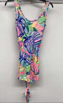 Lilly Pulitzer Womens Multicolor Palm Leaf Print One-Piece Romper Size XS - Image 1 of 4
