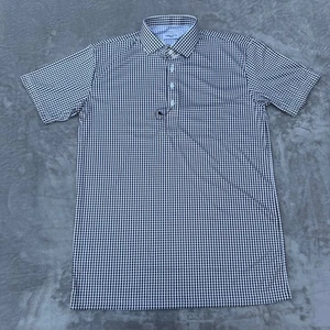 Collars & Co Dress Collar Polo Shirt Mens Medium Black White Check Soft New NWOT - Picture 1 of 6