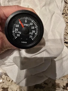 VDO Cockpit Mechanical Boost Pressure Gauge 2 1/16" Dia Black Face - Picture 1 of 9