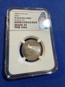 2004-S Clad Proof Iowa State Quarter 25c NGC PF69 UCAM Made In USA Label  - Picture 1 of 4