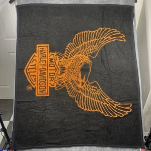 Manta vintage Harley Davidson motocicletas negra naranja motociclista Biederlack 55x47 - Imagen 1 de 14