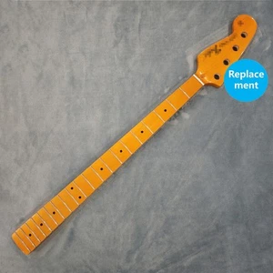 Left Hand Maple Electric J Bass Guitar Neck 20 Fret Black Dot Inlay Yellow Gloss - Picture 1 of 10