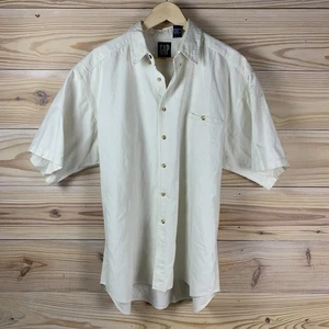 Vtg 90s GAP Linen Shirt Mens XL White SS Hong Kong Beach Travel Preppy - Picture 1 of 10