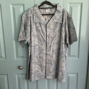 Camicia uomo Barefoot In Paradise blu hawaiana con bottoni XL manica corta - Foto 1 di 11