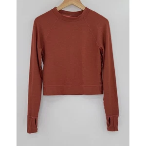 prAna Pullover Red/Orange Ribbed Crop Top Activewear Shirt XS Sustainable - Picture 1 of 11