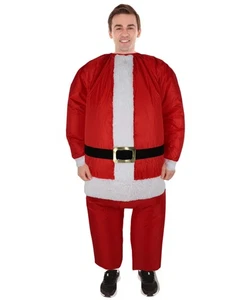 Aufblasbares Weihnachtsmann Kostüm, Weihnachtsfeiertag Outfit mit Fächer & bequem - Bild 1 von 12