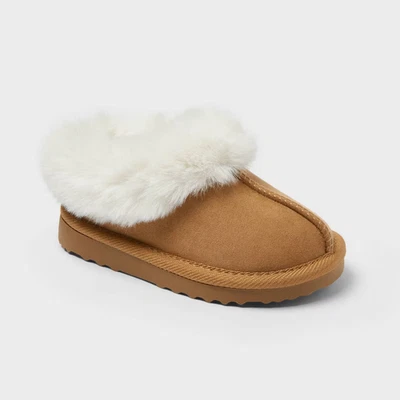 Toddler Piper Faux Fur Cuff Scuff Slippers Cat & Jack Brown 10 – New With Tags - Image 1 of 4