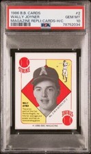 1986 Baseball Cards Magazine Repli-Card #2 WALLY JOYNER California Angels PSA 10