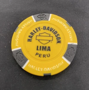 Lima, Peru Harley Davidson Poker Chip / Yellow & Black - Picture 1 of 3