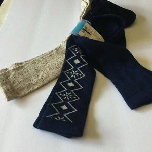 HUE WOMENS 3 PAIR PACK KNEE HIGH SOCKS NAVY DIAMOND FAIR ISLE BEIGE TWEED OS NWT - Picture 1 of 7