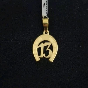 Pendant Gold 18k 750 Mls. Horseshoe With 13 of The Suerte. 15 MM - Picture 1 of 5