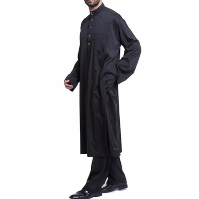Herren Saudiarabisch Thoub Thawb Abaya Robe Daffah Dishdasha Islamisches Kaftan - Bild 1 von 4