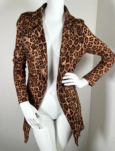 NUEVO CON ETIQUETAS AWOO CHAQUETA ESTAMPADO LEOPARDO ABRIGO PLATA DETALLE CREMALLERA MUY SUAVE ELÁSTICO MEDIANO - Imagen 1 de 6