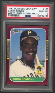 1987 Donruss Opening Day Barry Bonds Pittsburgh Pirates #163 PSA 8 NM-MT Rookie