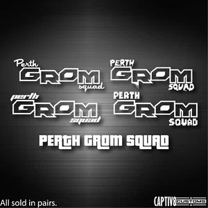 Perth Grom Squad V2 - White Vinyl Sticker - Picture 1 of 6