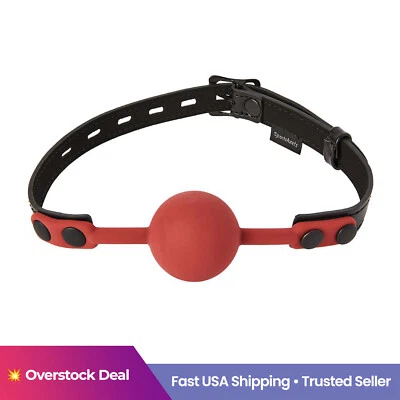 Mordaza de bola de silicona azafrán roja | Correa de bloqueo | Ajuste ajustable Foto 1 de 4
