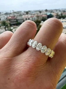 14Kt Gold 6.85Ct Lab Grown/CVD Diamond Oval New Year Gift Eternity Band Ring - Picture 1 of 16