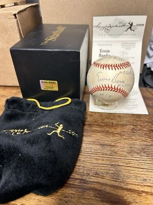 ERNIE BANKS MR CUB BÉISBOL FIRMADO AUTÓGRAFO ESTADÍSTICA BOLA AUTOMÁTICA ALTO GRADO PSA Foto 1 de 4