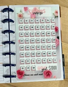 52 Week $1000 Savings Challenge Dashboard Insert 4 use with MINI Happy Planner~ - Picture 1 of 3