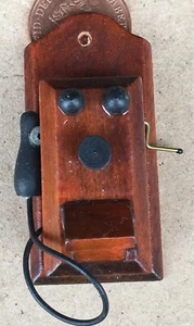 Puppenstube 1900er Kurbelgriff Holz Wandtelefon Maßstab 1:12 V401 Tumdee - Bild 1 von 8