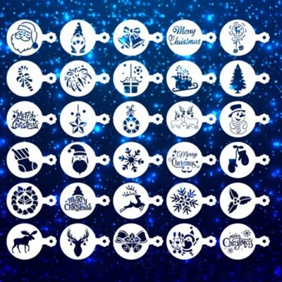 30 Pieces Cookie Stencils Cake Templates Coffee Stencils Reusable Painting E3J9 - image 1 of 4