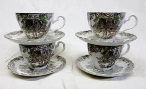 4 TAZAS Y PLATILLOS PLANOS PROVINCIALES FRANCESES SALA DEL PATRIMONIO Johnson Bros. sin usar - Imagen 1 de 4